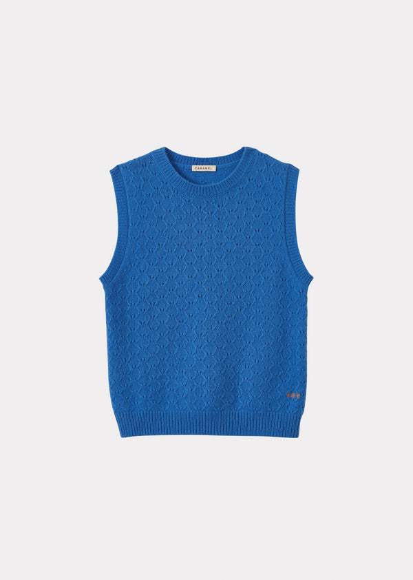 caramel MOCHO CHILDREN'S CASHMERE VEST - SKY BLUE