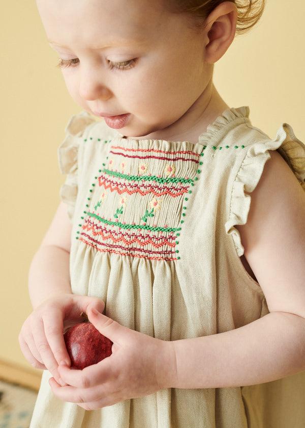 Caramel MORINGA BABY LINEN DRESS - BEIGE