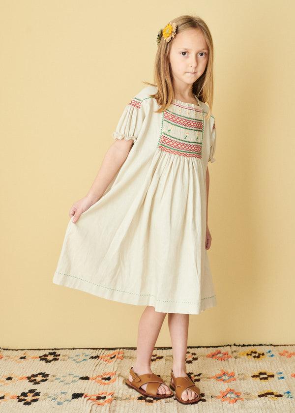 Caramel MORINGA GIRL'S COTTON DRESS - BEIGE