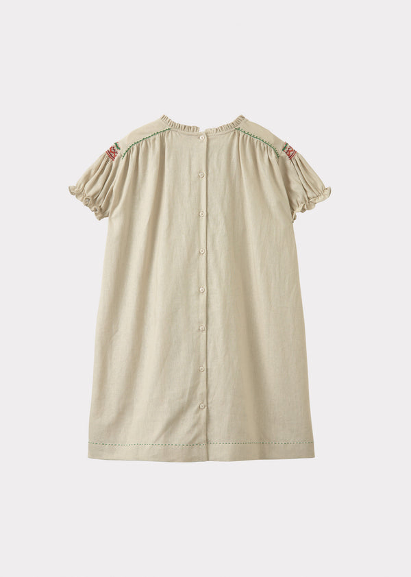 Caramel MORINGA GIRL'S COTTON DRESS - BEIGE