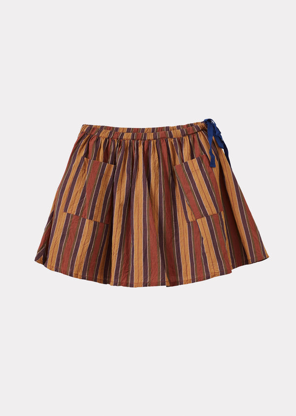caramel MYLA GIRL'S SKIRT - BROWN MULTI STRIPE