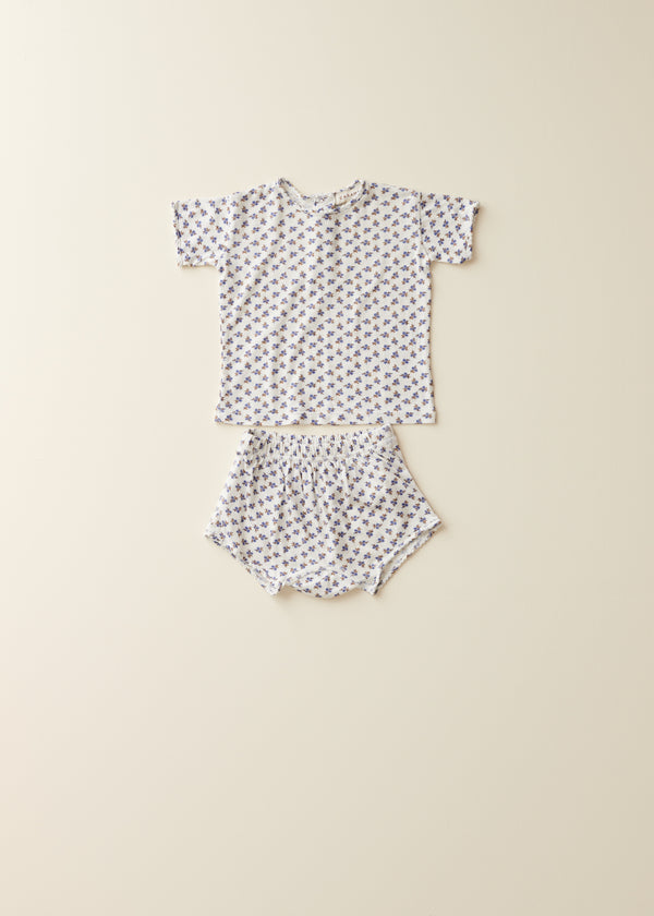 Caramel NASTURTIUM BABY SHORTS - ECRU DITSY PRINT