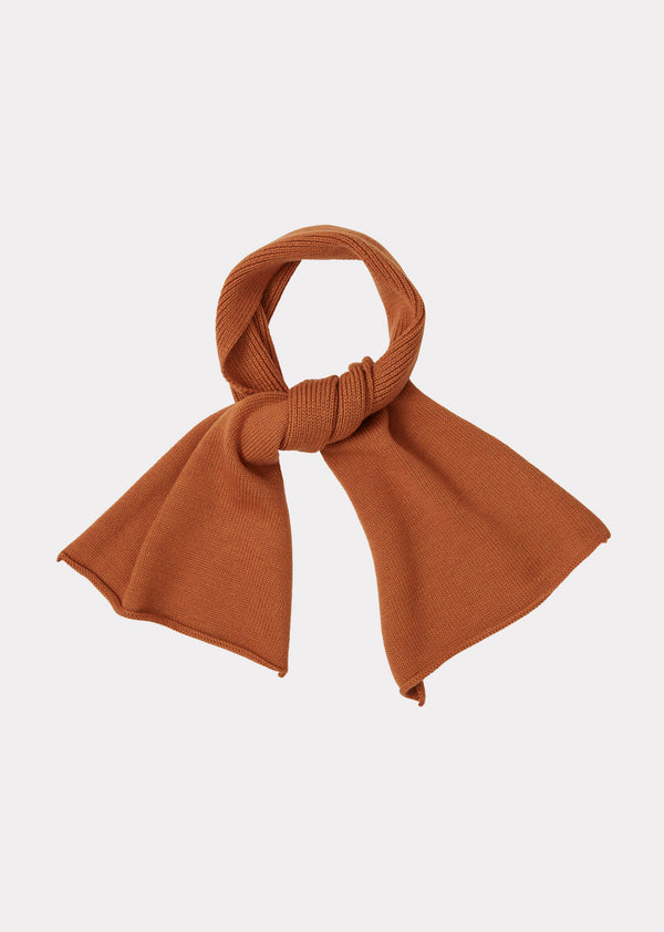 caramel NORA CHILDREN'S MERINO WOOL SCARF - RUST