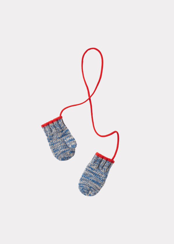 caramel OLAN BABY MITTENS - BLUE/ GREY MOULINE