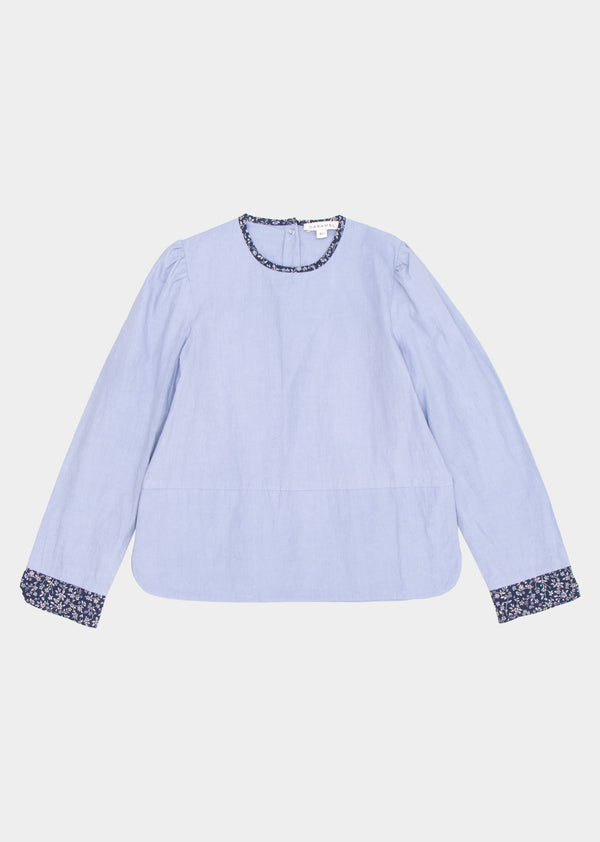 caramel OSPREY KIDS BLOUSE - SLATE BLUE