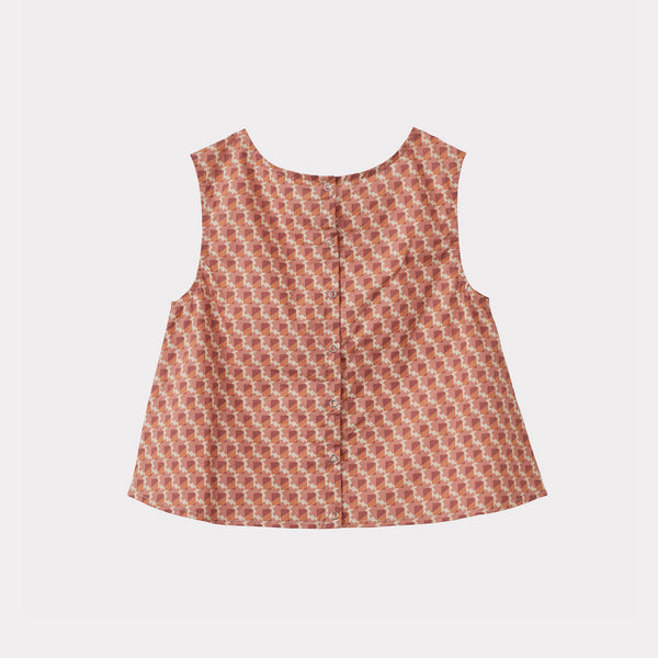 Caramel PEA GIRL'S TOP - MAUVE GEO PRINT