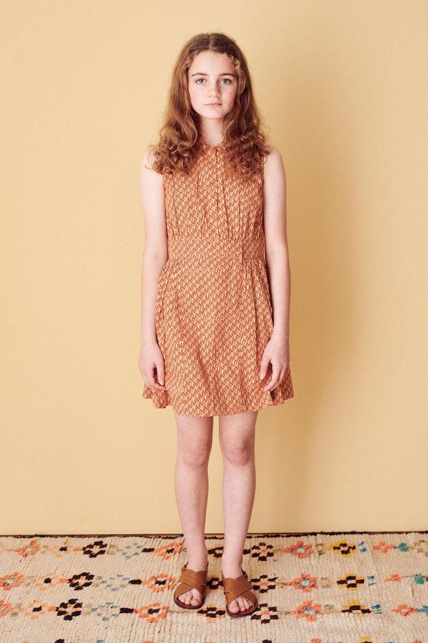 Caramel PENGUIN DRESS - APRICOT GEO PRINT