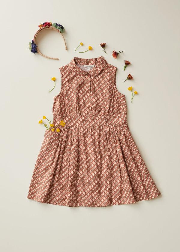 caramel PENGUIN DRESS - APRICOT GEO PRINT