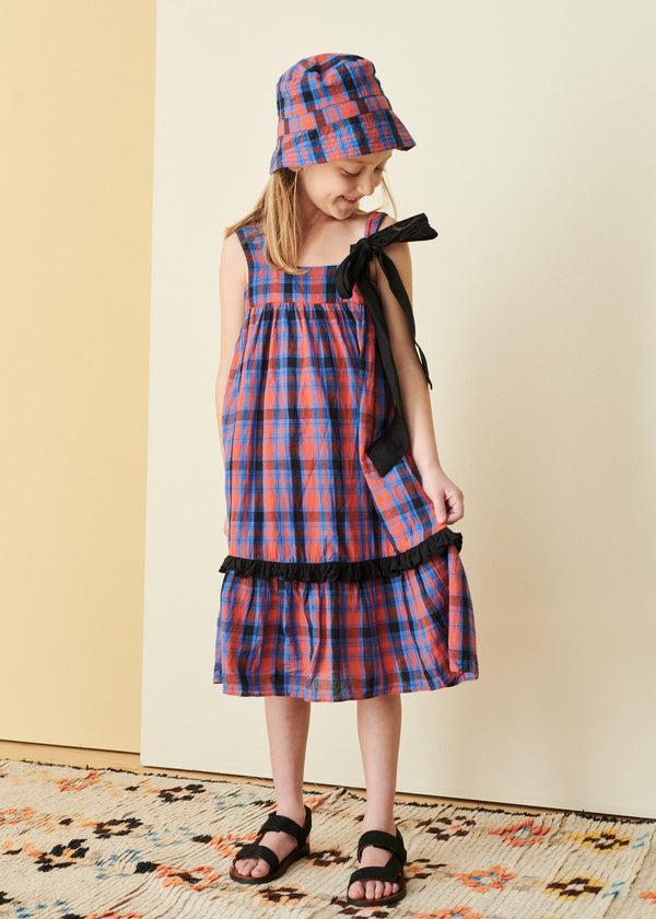 Caramel PEONY DRESS - RED/BLUE TARTAN