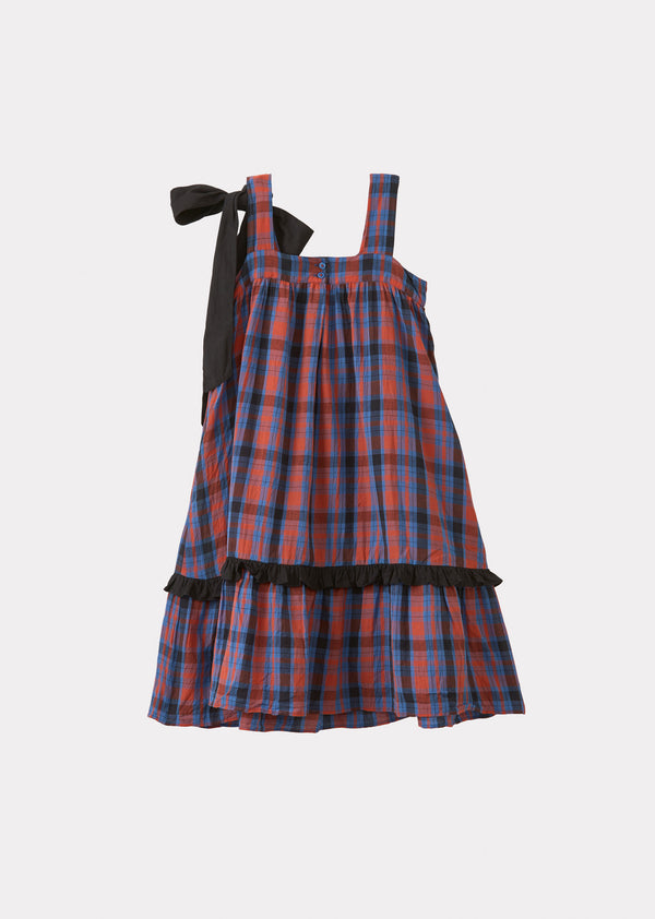 Caramel PEONY DRESS - RED/BLUE TARTAN
