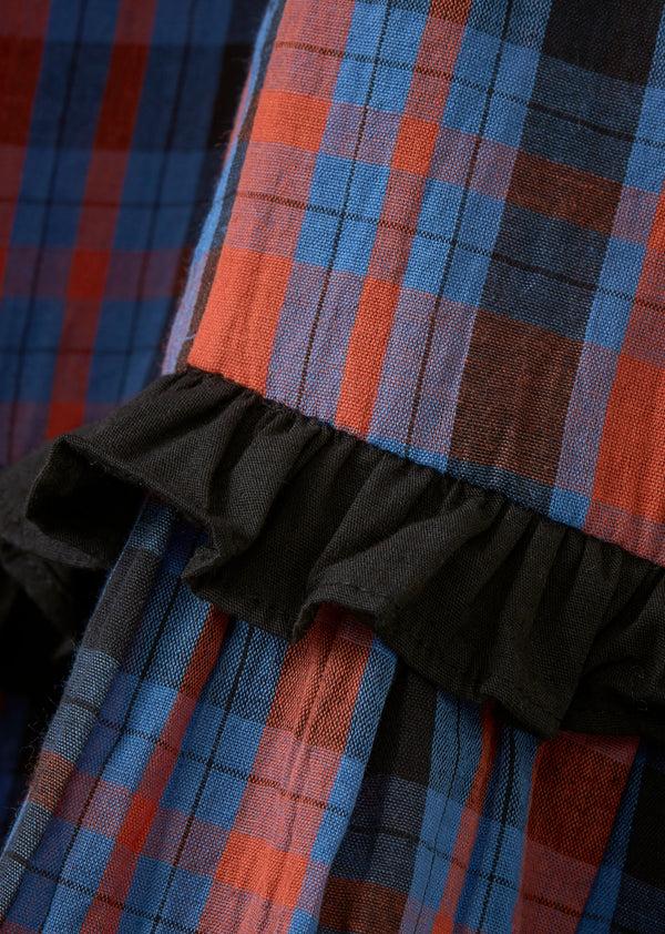 Caramel PEONY DRESS - RED/BLUE TARTAN