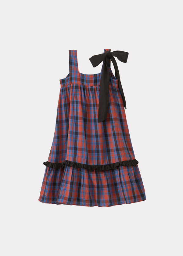 caramel PEONY DRESS - RED/BLUE TARTAN