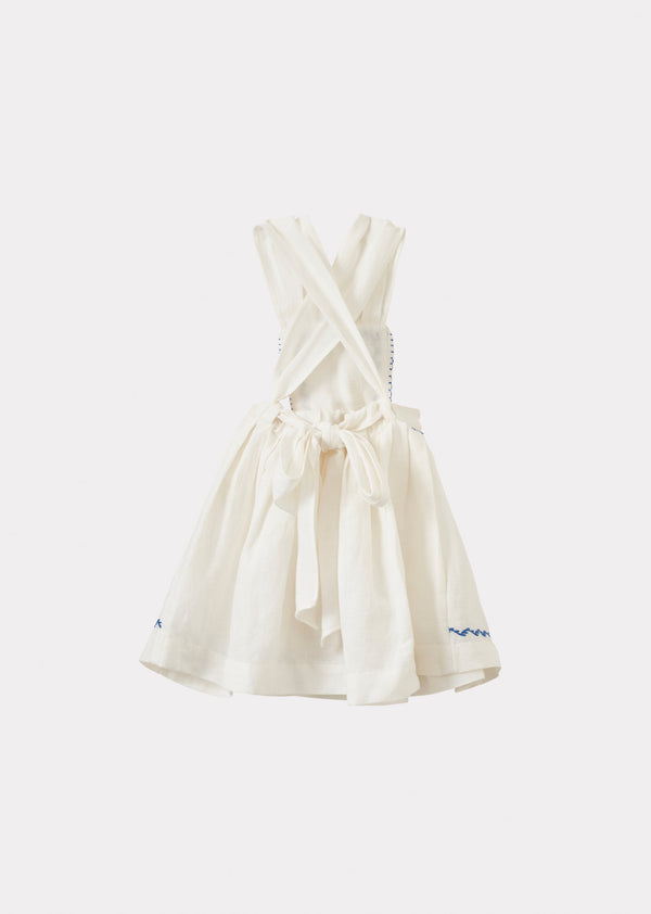 Caramel PEPPERMINT BABY LINEN DRESS - WHITE
