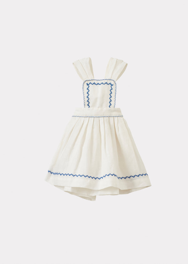 Caramel PEPPERMINT BABY LINEN DRESS - WHITE