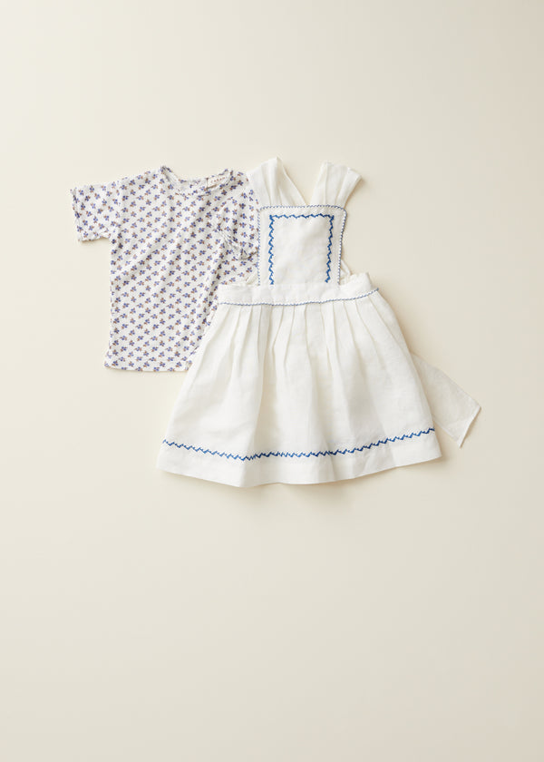 caramel PEPPERMINT BABY LINEN DRESS - WHITE