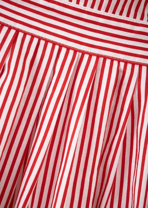 Caramel PEPPERMINT GIRL'S COTTON DRESS - RED STRIPE