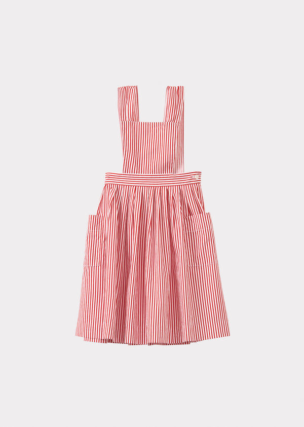 caramel PEPPERMINT GIRL'S COTTON DRESS - RED STRIPE
