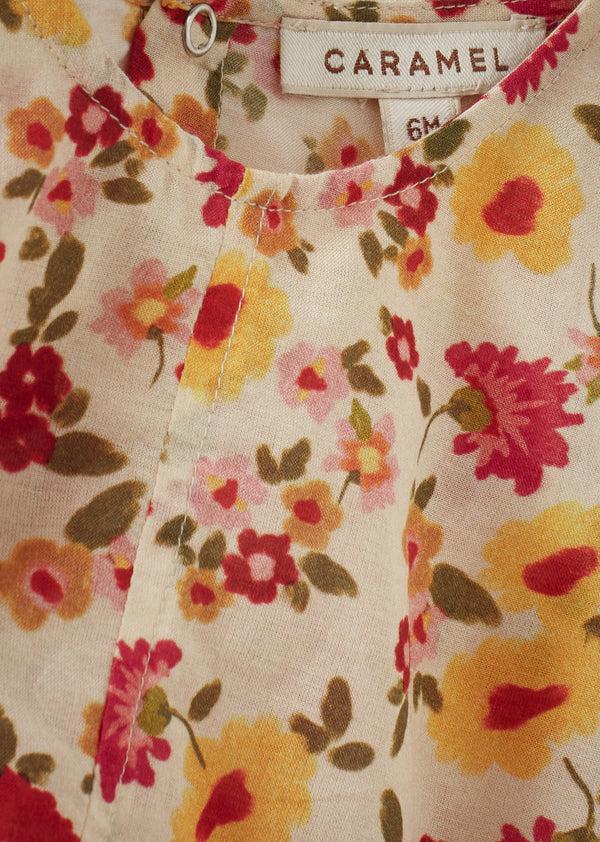 Caramel PILEA BABY ROMPER - VINTAGE FLORAL