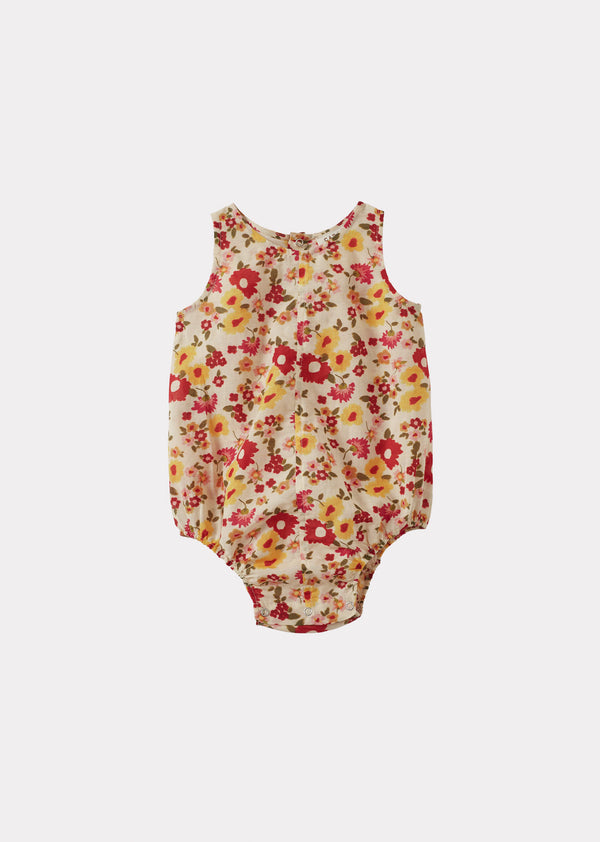 caramel PILEA BABY ROMPER - VINTAGE FLORAL