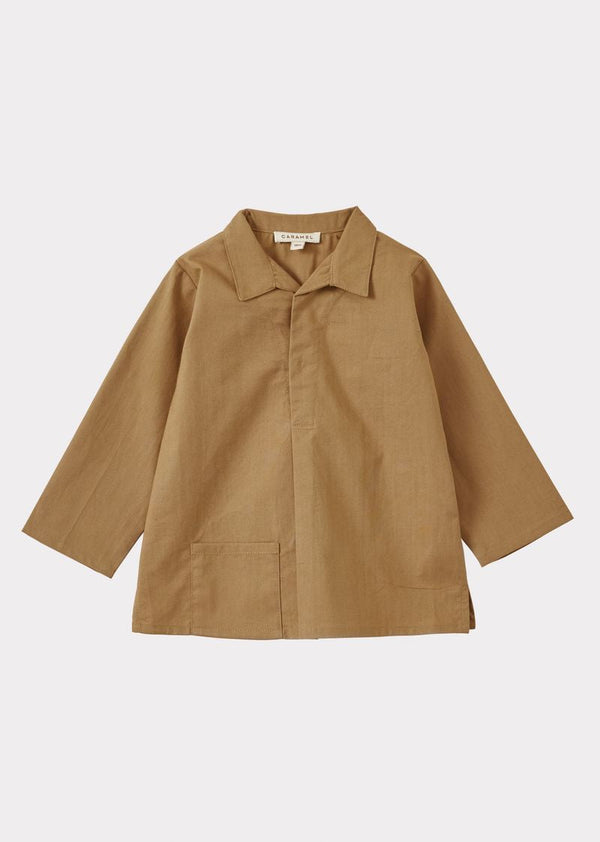caramel PIPER BABY COTTON SHIRT - LIGHT CAMEL