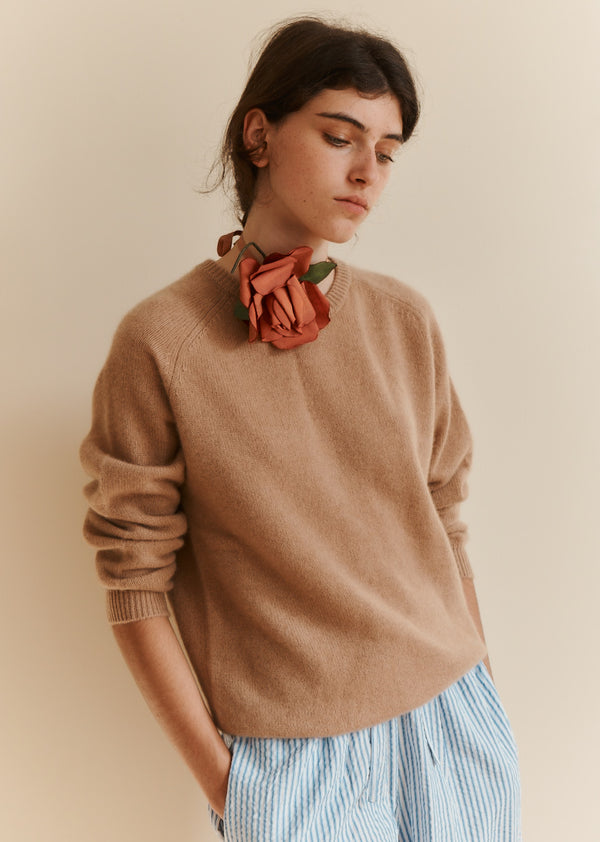 Caramel POA WOMEN'S CASHMERE JUMPER - CAMEL