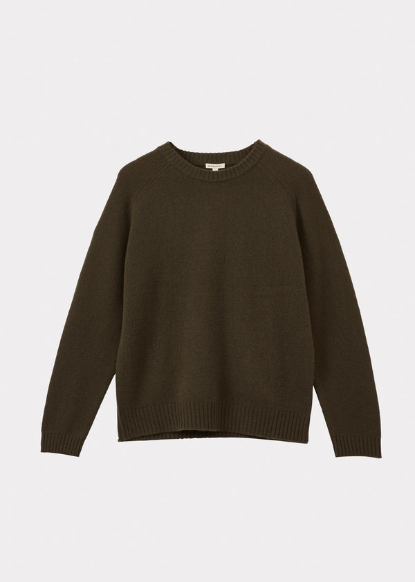 caramel POA WOMEN'S CASHMERE JUMPER - OLIVE