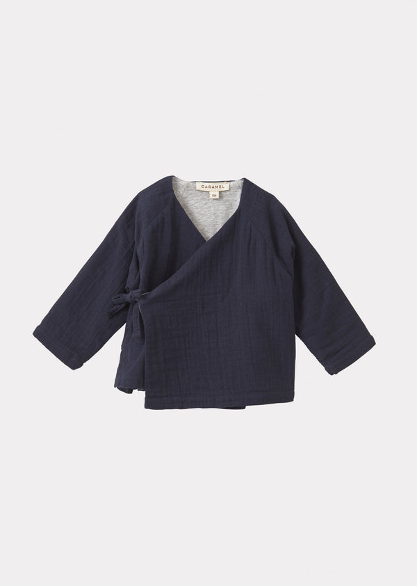 caramel POCHARD BABY WRAP CARDIGAN - NAVY