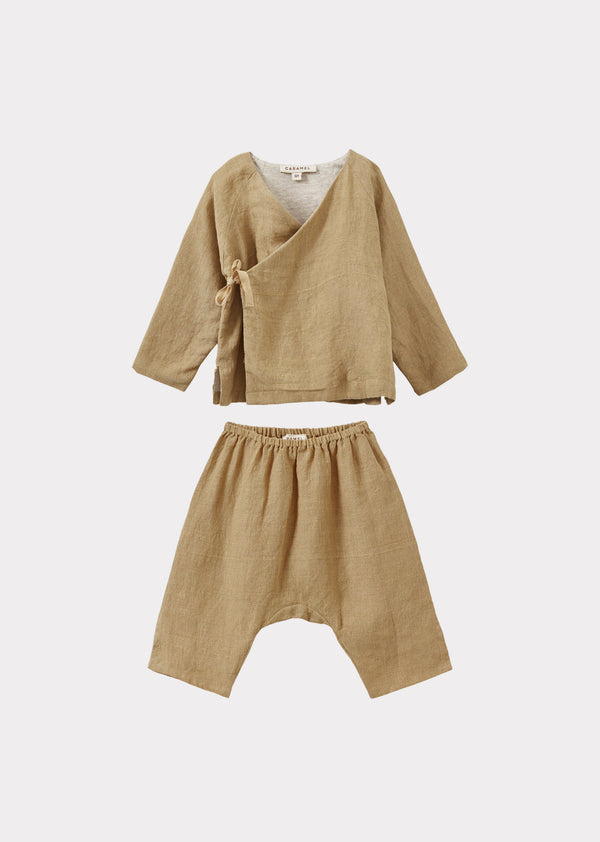 caramel POCHARD TOP AND TROUSERS BABY SET - MUSTARD