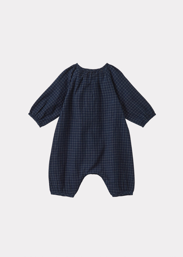 Caramel POPULUS BABY COTTON ROMPER - NAVY CHECK
