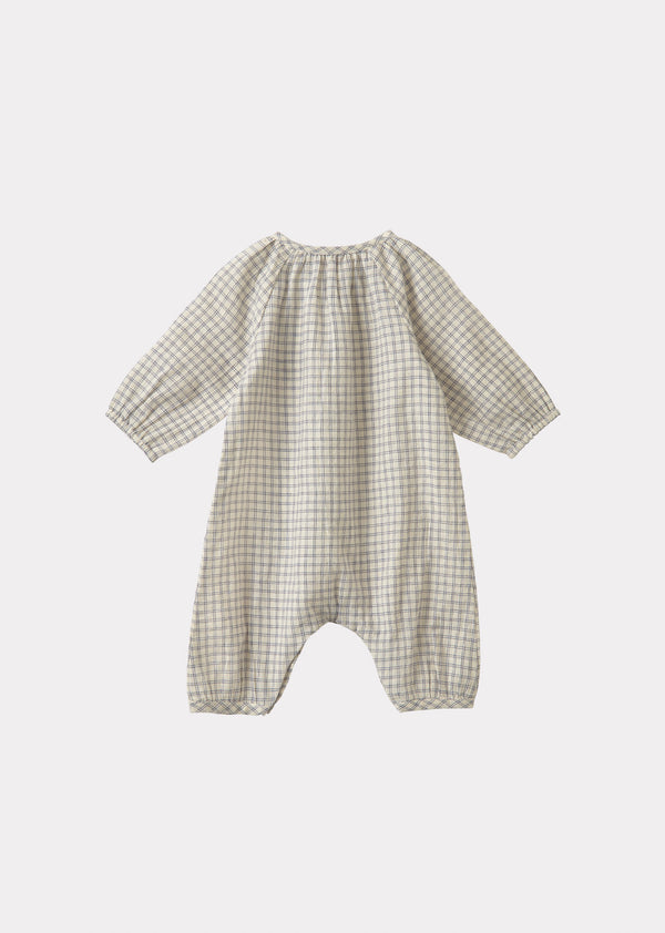 Caramel POPULUS BABY ROMPER - WHITE/NAVY CHECK