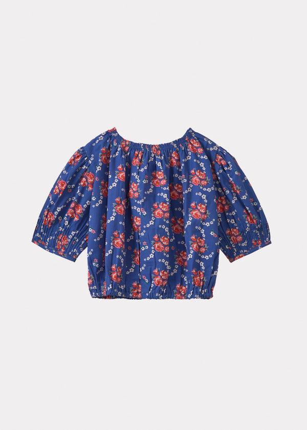 Caramel QUEENS PARK BLOUSE- ROSE POSY PRINT - BLUE