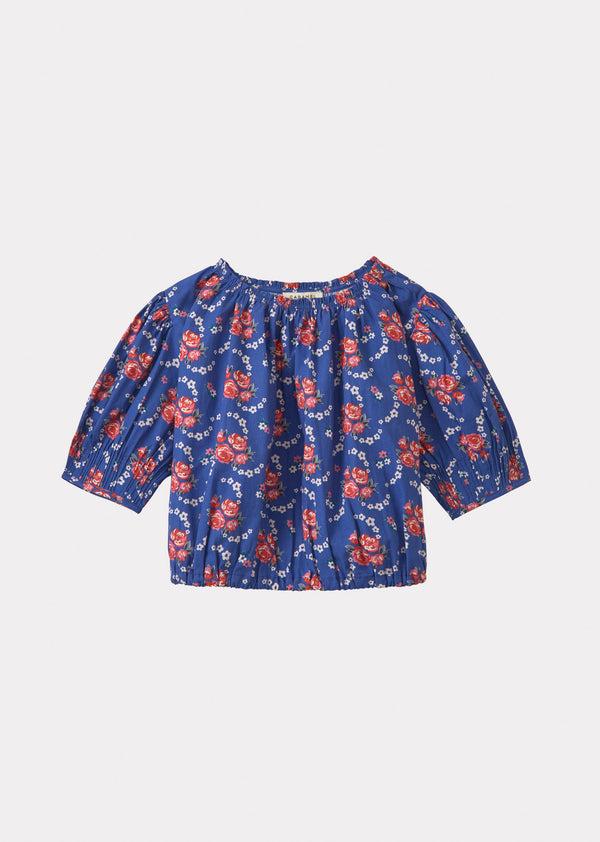 caramel QUEENS PARK BLOUSE- ROSE POSY PRINT - BLUE