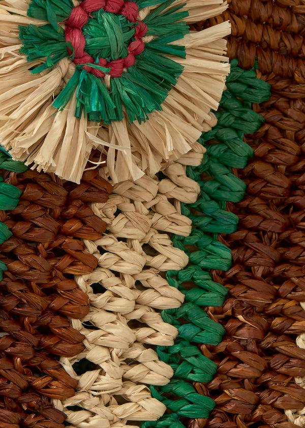 Caramel RAFFIA CROCHET BAG - BROWN/GREEN