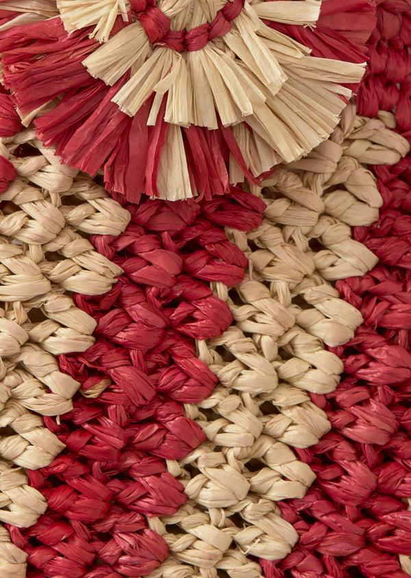 Caramel RAFFIA CROCHET BAG - FUCHSIA/NATURAL