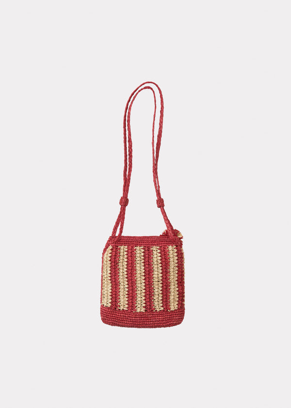 Caramel RAFFIA CROCHET BAG - FUCHSIA/NATURAL