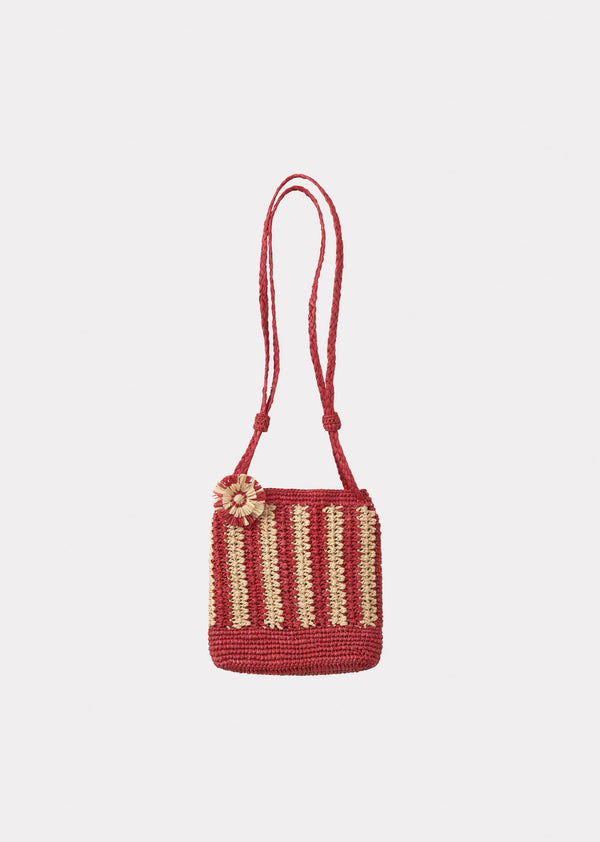 caramel RAFFIA CROCHET BAG - FUCHSIA/NATURAL