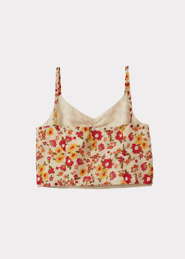 Caramel RIA GIRL'S COTTON CROP TOP - VINTAGE FLORAL