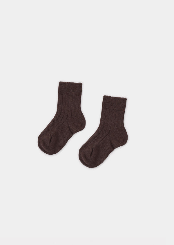caramel RIB ANKLE SOCKS - CHOCOLATE