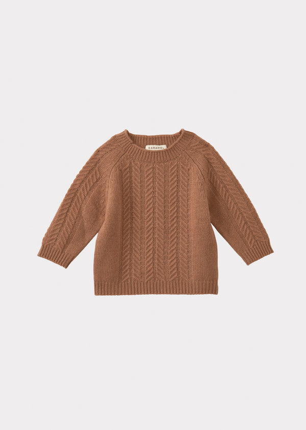 caramel SCOUT BABY CASHMERE JUMPER - TOFFEE