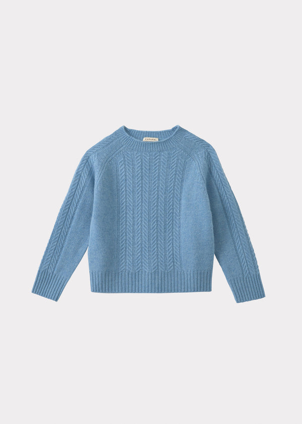 caramel SCOUT CHILDREN'S CASHMERE JUMPER - SKY BLUE