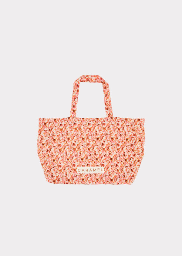 Caramel SHELL TOTE BAG - BRIGHT PINK FLORAL