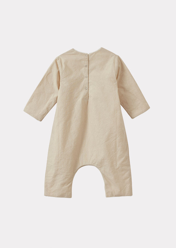 Caramel SILAS COTTON BABY ROMPER - ECRU