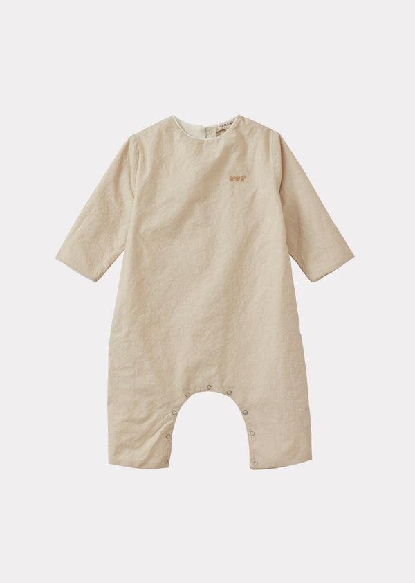 caramel SILAS COTTON BABY ROMPER - ECRU