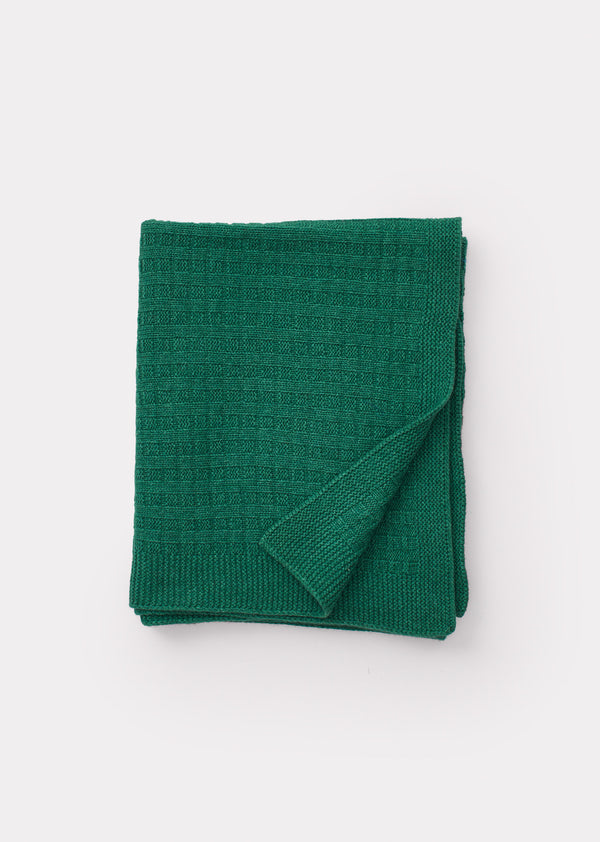 caramel SMALL KNIT BLANKET - SEA GREEN