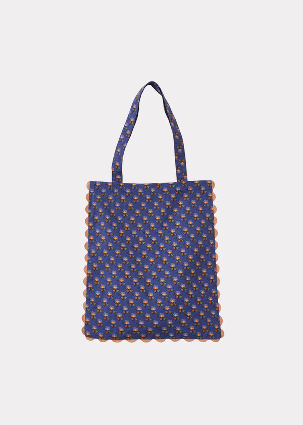 Caramel SMALL TOTE BAG - NAVY POSY PRINT