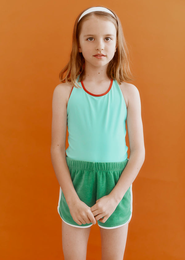 Caramel SONNY CHILDREN'S TOWELLING SHORTS - GREEN