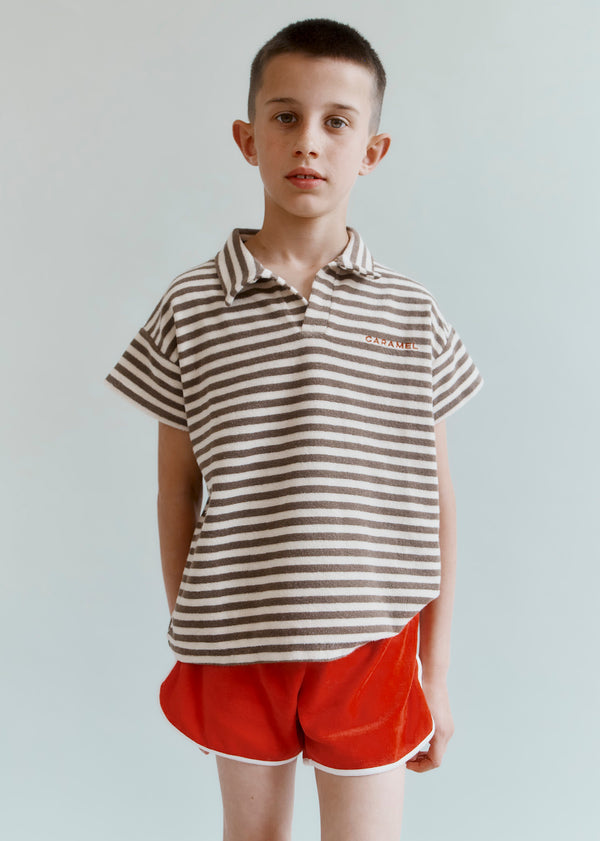 Caramel SONNY CHILDREN'S TOWELLING SHORTS - RED