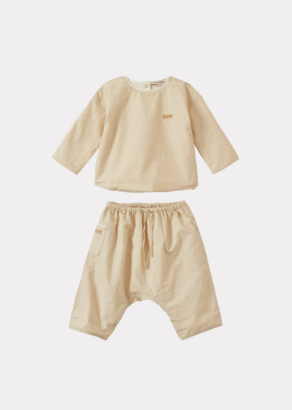 caramel SORELY COTTON BABY SET - ECRU