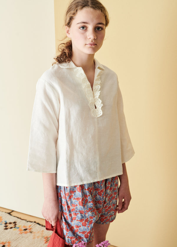 Caramel SPEARMINT CHILDREN'S COTTON SHIRT - WHITE