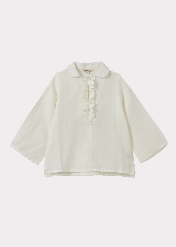 caramel SPEARMINT CHILDREN'S COTTON SHIRT - WHITE